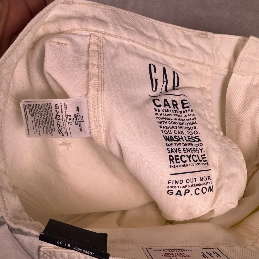 Gap Womens Wide Baggy‎ Low Rise Cargo Pants Off White Size 29/8 NEW